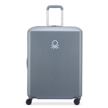 United Colors of Benetton Hardside 4-Double Wheel Luggage Trolley Suitcase 82cm Acier