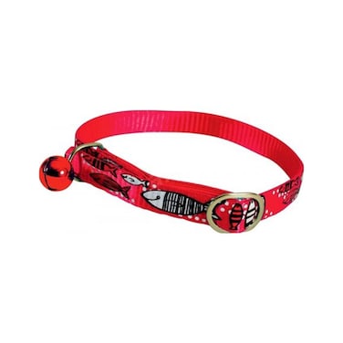 طوق نايلون بطبعة سردين للقطط من زولكس، أحمر، 30 سم