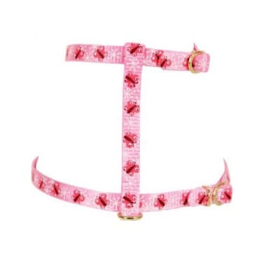 رباط تحكم نايلون بطبعة فراشات للقطط من زولكس، وردي، 10 ملم