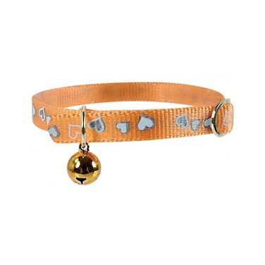 طوق نايلون بطبعة قلوب للقطط من زولوكس، برتقالي، 30 سم