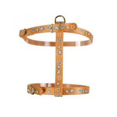 رباط تحكم نايلون بطبعة قلوب للقطط من زولوكس، برتقالي، 10 ملم