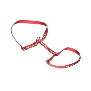 رباط تحكم نايلون بطبعة قلوب للقطط من زولكس، أحمر، 10 ملم