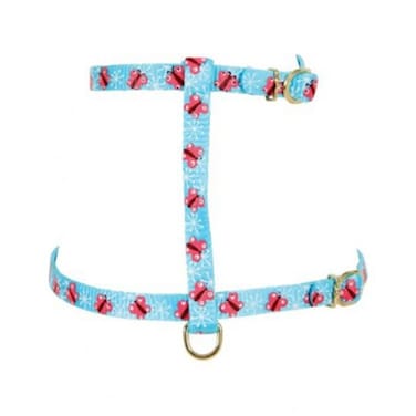 رباط تحكم نايلون بطبعة فراشات للقطط من زولكس، أزرق، 10 ملم