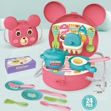 كيكيبيبي - حقيبة ظهر للمطبخ - 24 قطعة - وردي