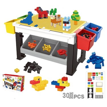 Kikibebe-300Pcs Building Block Table Combines a building block table, study desk and play surface.-multicolor-unisex