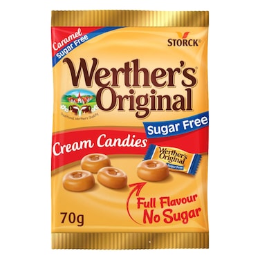 ويرذرز أوريجينال حلوى الكراميل خالية من سكر، 70 غ، حلوى كريمية بمذاق أصيل ومثالية للمشاركة