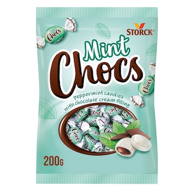 Storck Mint Chocs Peppermint Candies with Chocolate Cream Filling 200g