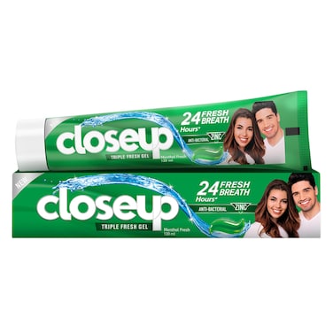 Closeup Triple Fresh Gel Toothpaste, Menthol Fresh, 120ml