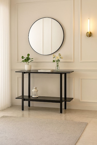 70-120 cm Wooden Reception Entrance - Black