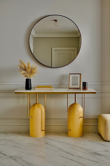 70-120 cm Wooden Reception Entrance - Gold