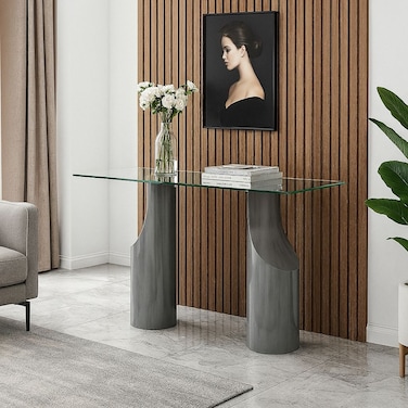 70-120 cm Wooden Reception Entrance - Gray