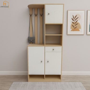 Multipurpose Wardrobe 80x32x200 - White and Beige