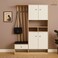 Multipurpose Wardrobe 120x32x200 - White and Beige