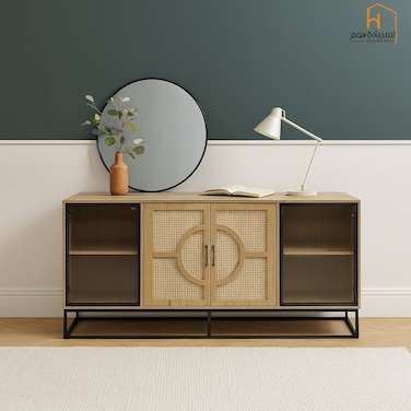 دولاب بوفيه متعدد الاغراض - 40X90X160 سم-بيج