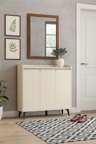 Multi-purpose shoe cabinet 120x32x95 - Beige
