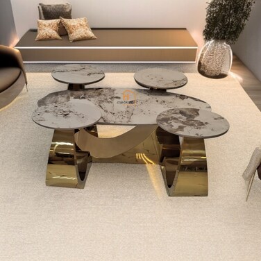 طقم طاولات قهوه -4 قطع -ذهبي
