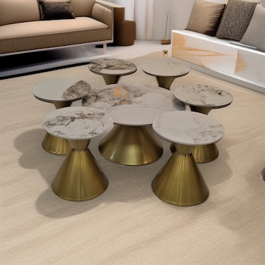 طقم طاولات قهوه -6 قطع -ذهبي