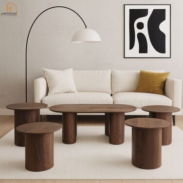 طقم طاولات خدمة  خشب 4+1 -كوفي