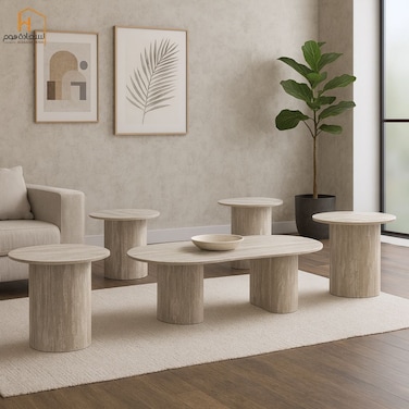 طقم طاولات خدمة  خشب 4+1 -رمادى