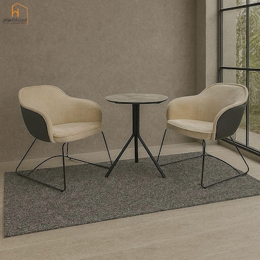 Tea Table Set - 2 Chairs - Beige