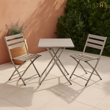 Tea Table Set - 2 Chairs - Gray