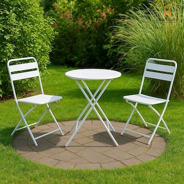 Tea Table Set - 2 Chairs - White