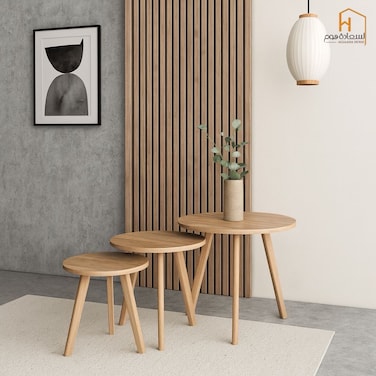 Wooden Serving Table Set - Wood - 3 Pieces