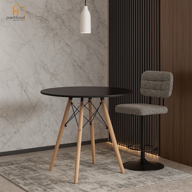 Single Wooden Service Table - Black - 80*80*75