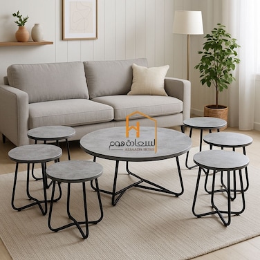 6+1 Wooden Serving Table Set - Gray