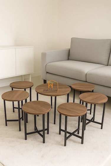 6+1 Wooden Serving Table Set - Brown