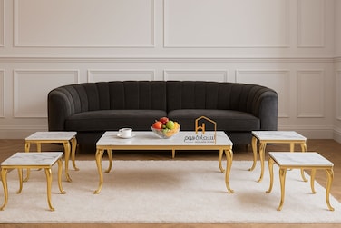 طقم طاولات خدمة سيراميك -4+1- ذهبي