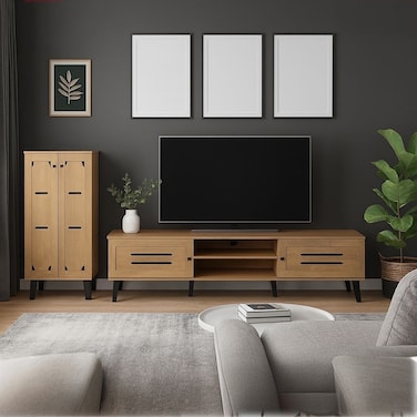 TV Unit - 160 x 40 x 44 cm - Light Brown