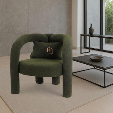 كرسي مخمل مفرد-70x80x70- زيتي