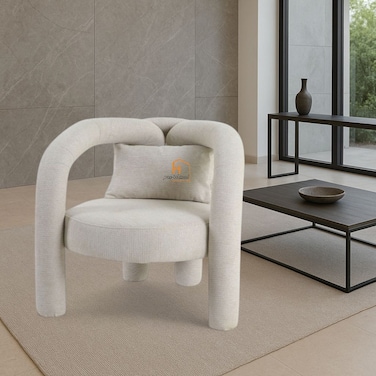 كرسي مخمل مفرد-70x80x70- بيج