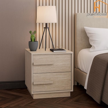 Fixed wooden chest of drawers - beige