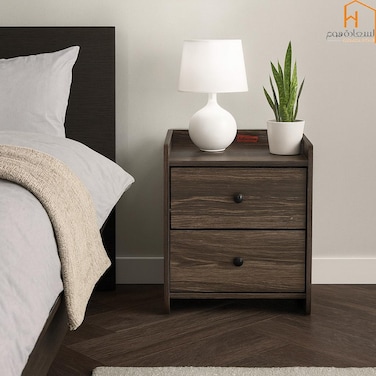 Fixed wooden chest of drawers - burnt brown