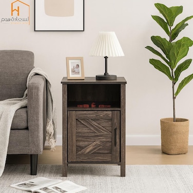 Fixed wooden chest of drawers - burnt brown