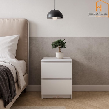 Fixed wooden chest of drawers - white