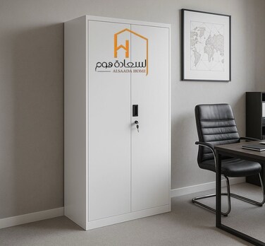 Two-door office bookcase with iron back - gray - 90 x 40 x 180 cm