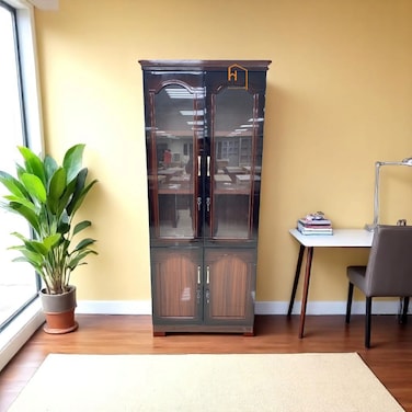 دولاب كتب مكتبي 3 باب ضهر  خشب -كوفي - 80×40×200 سم