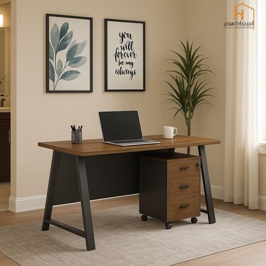 مكتب خشب -بني رمادى- 120×60×75سم