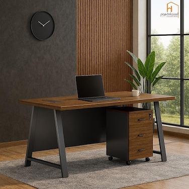 مكتب خشب -بني رمادى- 140×70×75سم