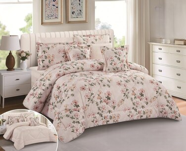 مفرش صيفي نفر ونص مشجر حشوه مكروفايبر- 5قطع