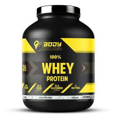 Body Builder Whey Protein, 25g High Quality Protein with 5 Digestive Enzymes, Cookies &amp; Cream - 4LB