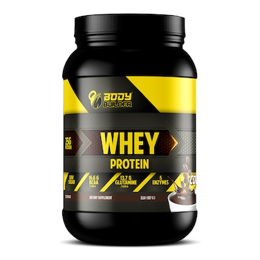 Body Builder Whey Protein, 25g High Quality Protein with 5 Digestive Enzymes, Coffee - 2LB