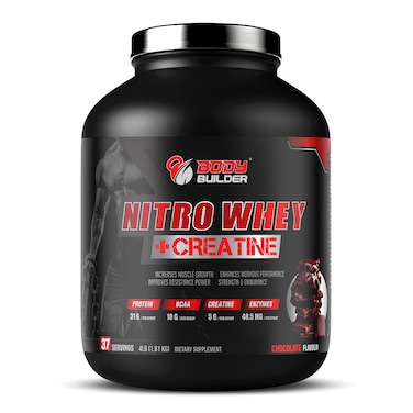 Body Builder Nitro Whey + Creatine, 31g Whey Protein, 5g Creatine, 37 Servings, Chocolate - 4LB