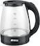 غلاية زجاجية كهربائية من تكنو بيست، سعة 1.8 لتر، هيكل شفاف، اغلاق تلقائي، تصميم مضاد للانزلاق، حماية من الغليان الجاف، 1500 واط، موديل BGK-004