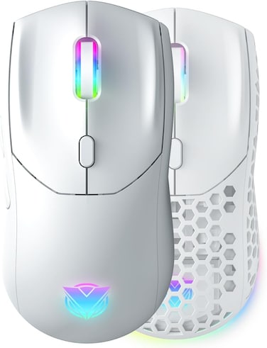 ASA M95 USB Wired Gaming Mouse, Honeycomb Macro Programming Mouse With 7 Programmable Buttons, Rgb Backlit, 2X Changeable Cap, Ergonomic Design For Mac, Laptop, PC - White