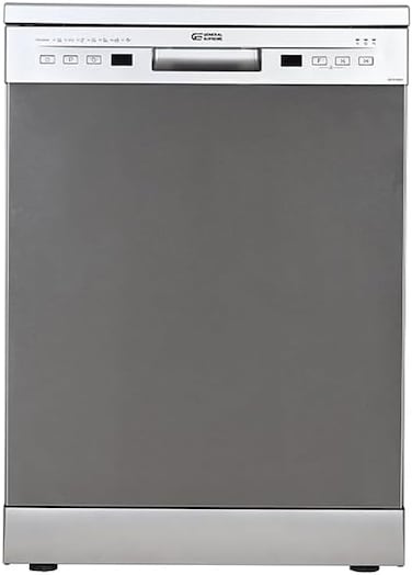 غسالة صحون GS9100SSA من جي اس جنرال سوبريم، 7 برامج، 12 مكان، 2 رف، تجفيف، نصف حمولة، فضي (غير شامل التركيب)