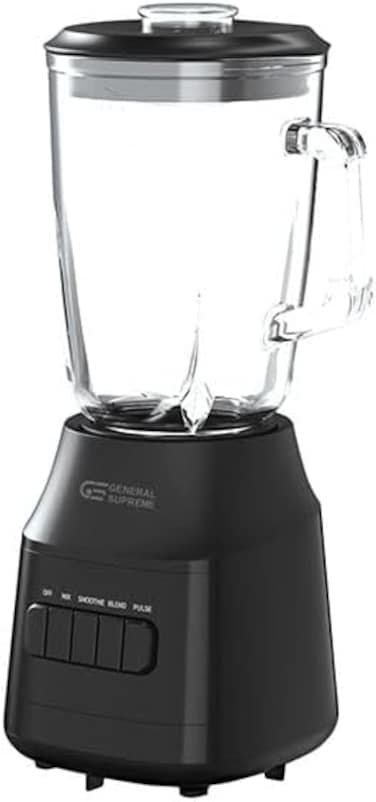 GS General Supreme GSBL15SM Electric Blender 1.5L With Grinder, Glass Jar, 600 Watts, Black
